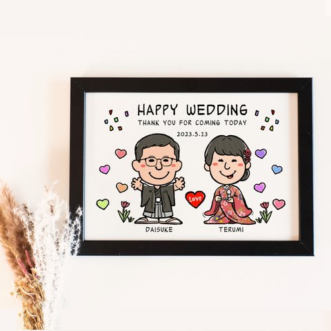 似顔絵	結婚式のウェルカムボード