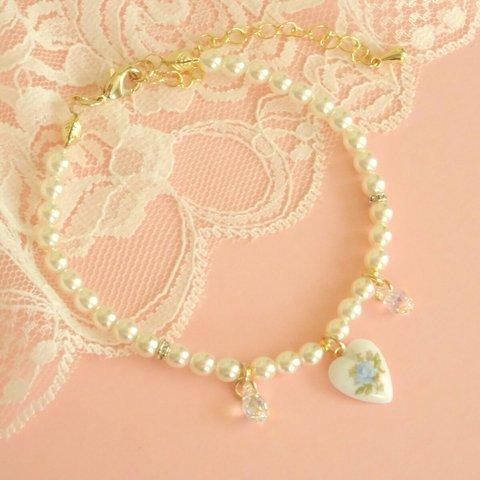 ♡Vintage Rose Cabochon Bracelet♡(heart)ｂ