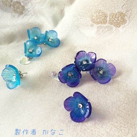 紫陽花のイヤーカフ＆ピアス/イヤリング