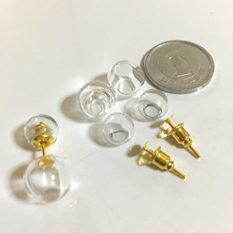 ガラスボール ピアス   ハンドメイド