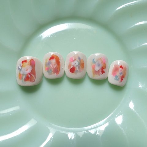 nail tip watercolor /北欧ネイル/カジュアルネイル/ショートネイル