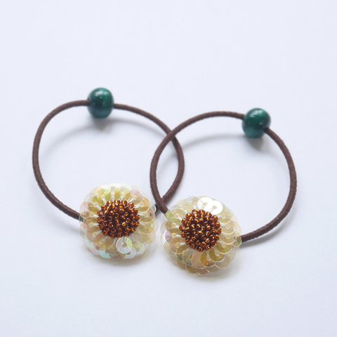 ビーズ刺繍ヘアゴム～ひまわりセット(キッズ用)～