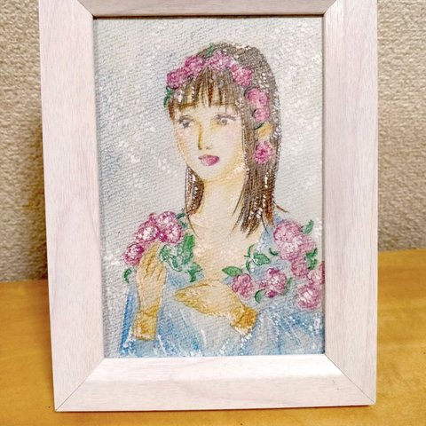 水彩原画「花冠の少女」ポストカード