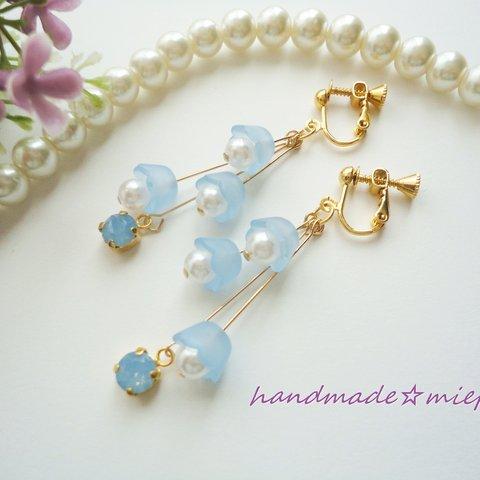 忘れな草☆blueopal☆イヤリング(ピアス）