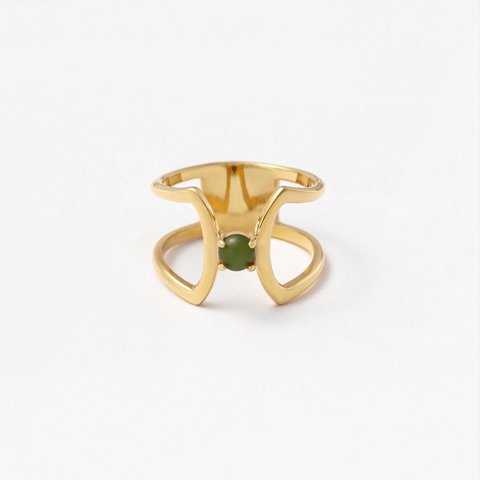 celosia ring / gold / nephrite