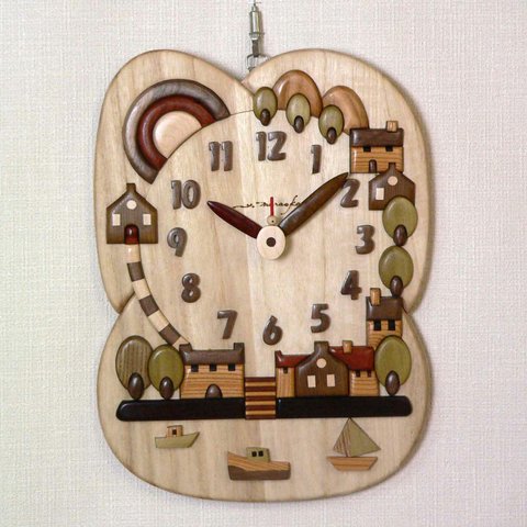 Woody picture & clock 　プロバンス　港の見える街　