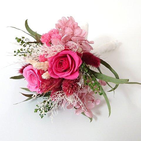 ピンクのミニブーケ・花束・スワッグ　/　ドライフラワー・プリザーブドフラワー　°˖✧インテリア・母の日✧˖° 