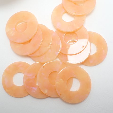 【6個】樹脂製40mmパステルカラーリング　★オレンジ　○