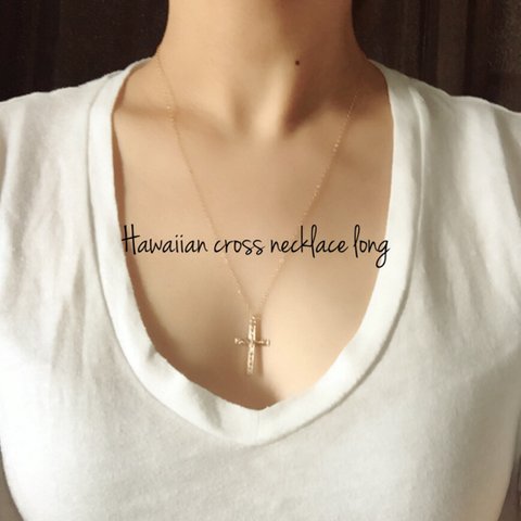 14kgf long Hawaiian style cross necklace