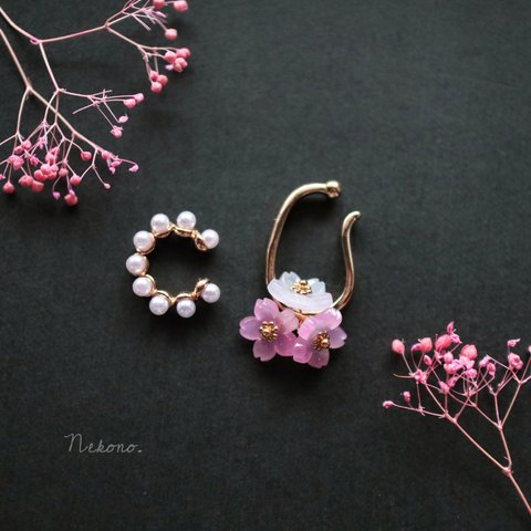 桜のイヤーカフ 2個セット