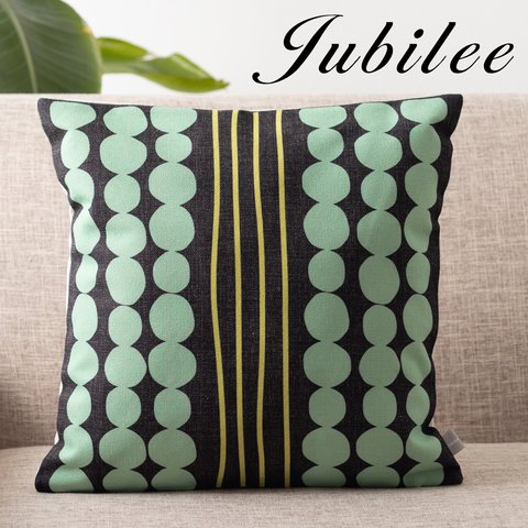 Jubilee リネンクッションカバー 北欧デザイン 45×45cm サークルストライプ jubileecushionCC099YMw