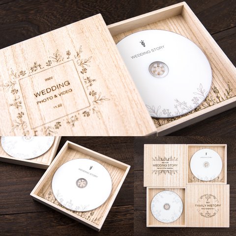 Botanicalデザインの桐箱DVDケース☆DVD-R付き☆送料無料