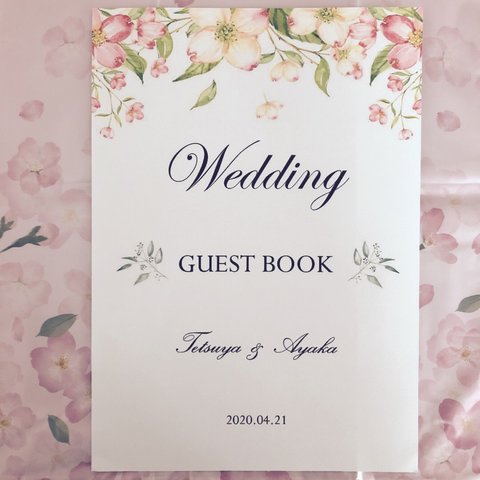 【結婚式】芳名帳 60名様✿桜✿さくら✿3.4月 ゲストブック ウェディング 封筒