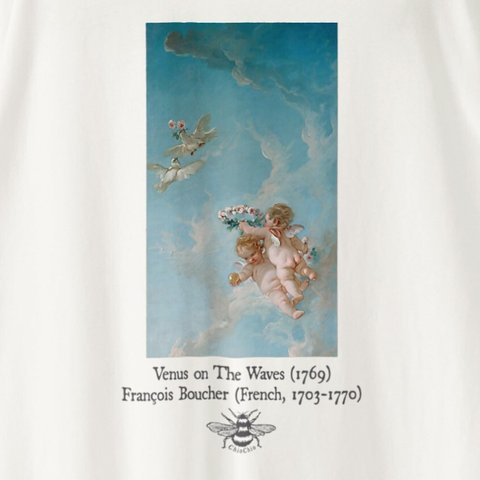  ロングスリーブＴシャツ　「波上のヴィーナス」Venus on The Waves／ フランソワ・ブーシェ　ビックシルエット　コットン100%   