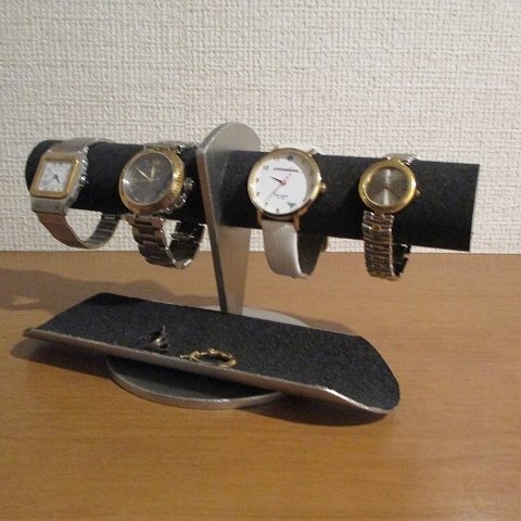 バースデイプレゼント ブラックトレイ付き4本掛け腕時計ディスプレイスタンド 　№181111　aki-studio