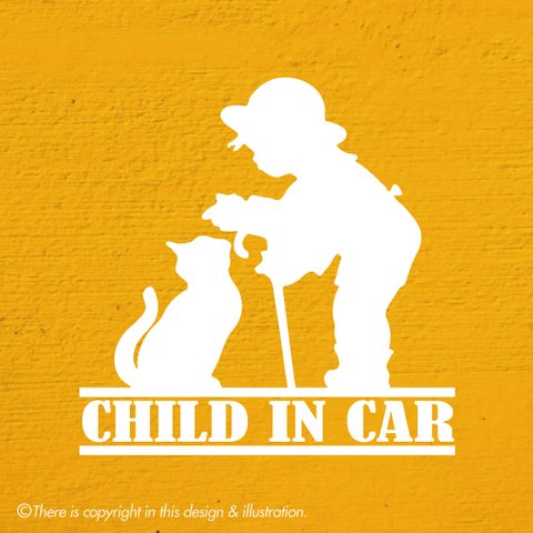 メルヘン　こどもとねこ001　チャイルドインカー　child in car ★ ステッカー