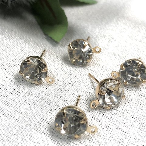 【8個】8mm ビジュー ストーン  ポスト付 ピアス パーツ