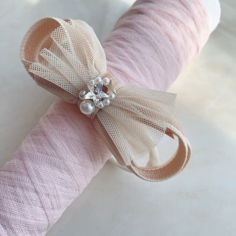 SWAROVSKI star hair band♡beige