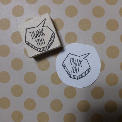     【消しゴムはんこ】吹き出しはんこ Thank Youはんこ