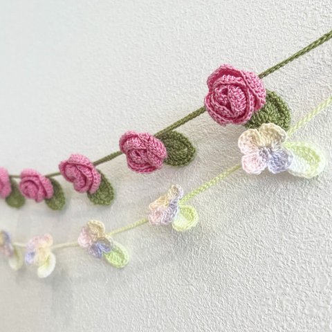 バラと小花のガーランド❃レース編み