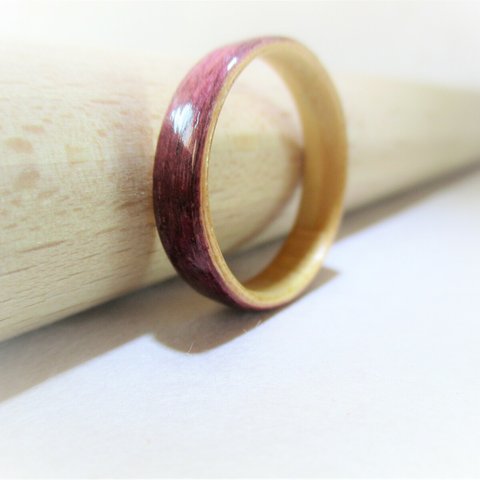 パープルハート＆檜の木製リング「violet」