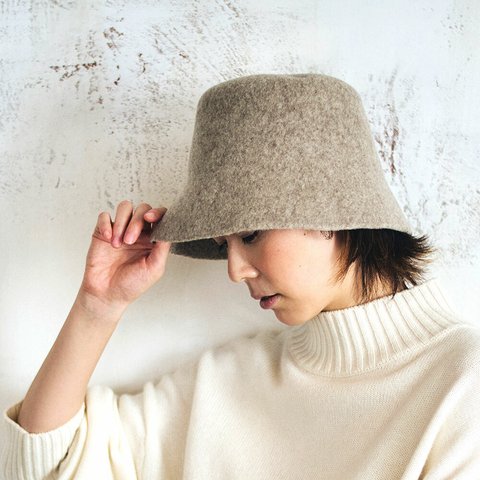 YOKOI BERET PINO ピノ バケットハット ウール 帽子 ベージュ [YO-BR005-BE]