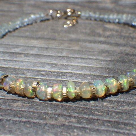 *14Kgf* Opal & Sea Bracelet　プレシャスオパールとアクアマリン