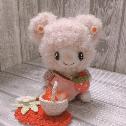 モコモコ毛糸のピンクくまちゃん