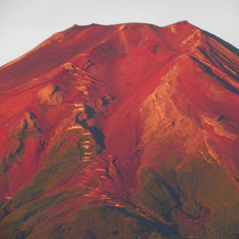 世界遺産 富士山 写真 紅富士　赤富士　A4又は2L版 額付き