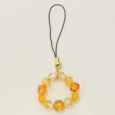 ［19］オレンジ系ビーズストラップ beads strap