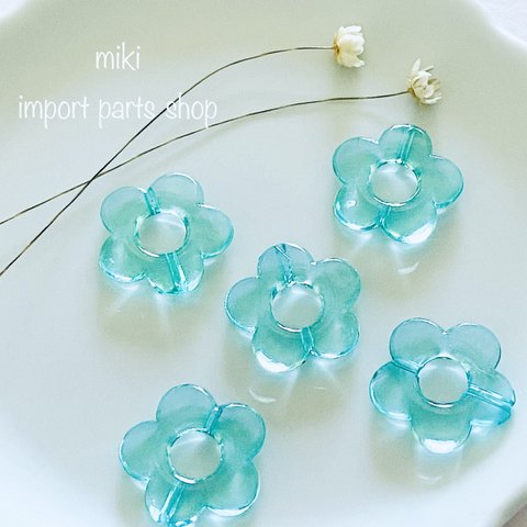 【8pcs】フラワー　花　ターコイズ　フープ　アクリル　パーツ