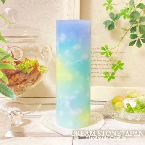 Φ5.1cm×H15cm ペタルキャンドル (サファイア) № 000584 /Gradation Candle