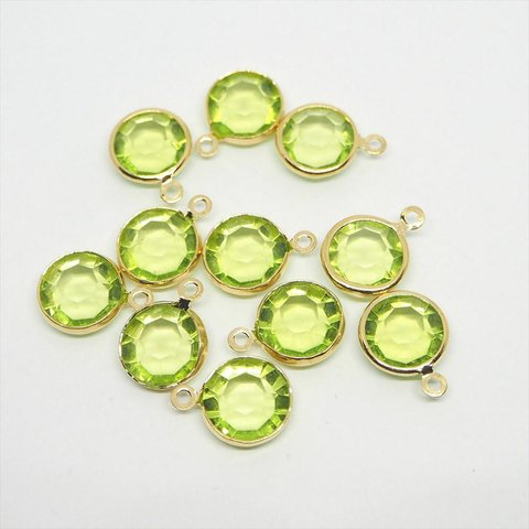 SALE！10個で400円！ 【10*10mm ペリドット  エンドパーツ】 ステンドパーツE077