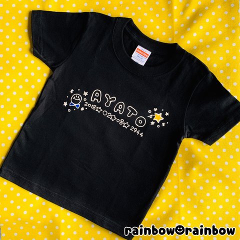 〖 受注製作 〗手描きTシャツ：smile◡̈ nameTシャツ