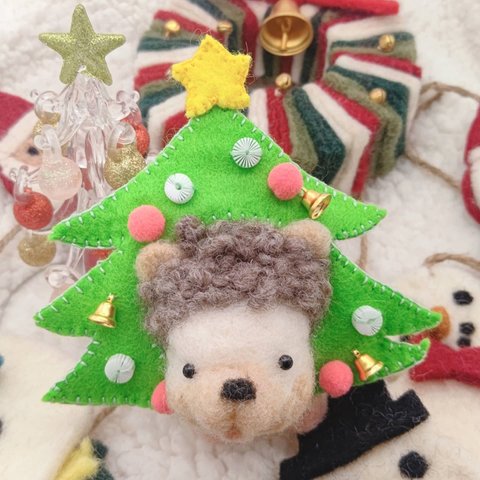 ハリネズミ クリスマスツリー 顔ハメ