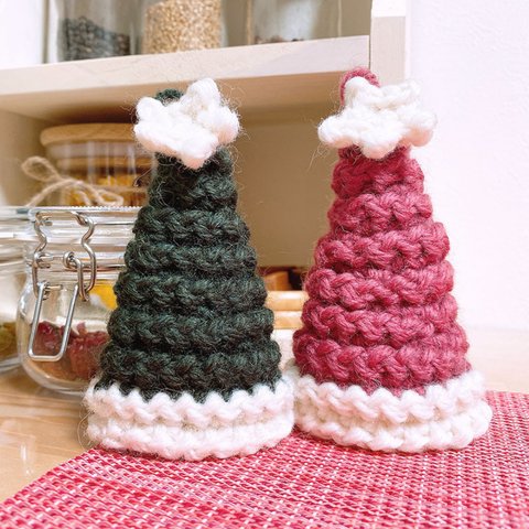 🎄(グリーンX) クリスマスツリー　編み物　ツリー　ミニツリー　オーナメント(小)