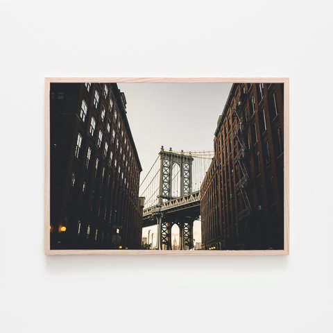 マンハッタン橋 / アートポスター インテリア アート写真 粒子 横長 アメリカ 建築物 マンハッタンブリッジ	