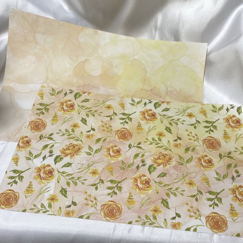 【D-68】デザインペーパー　Yellow flower