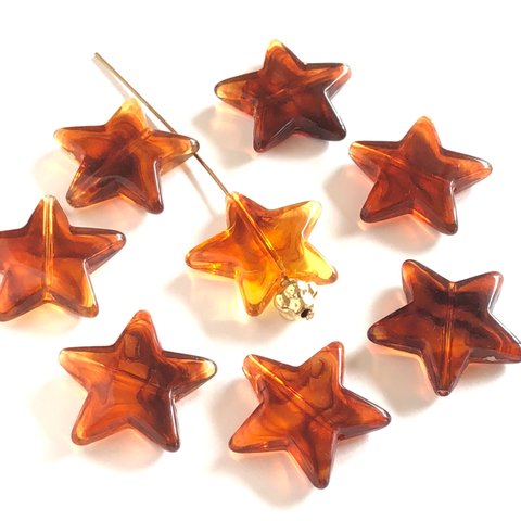 再販【8個】star Acrylbeads＊べっ甲風アクリルビーズ