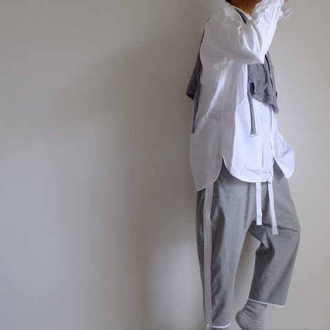 ZIPサイドライントラックパンツ / コットン天竺 【 杢ライトグレー 】/ zip side line track pants / cotton jersey【 heather light g