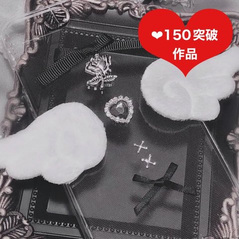 🎀再販🎀✨ふわふわ 天使 羽 ハート スマホケース【№308】iPhoneケース ローズ スマホカバー アイフォンカバー アイフォンケース リボン 病みかわ 可愛い 地雷 量産型 薔薇 レースアップ