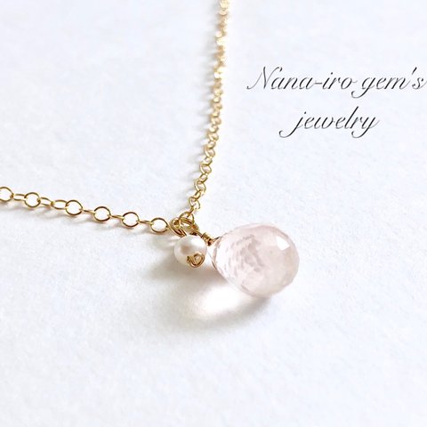  14kgf  rosequartz × pearl necklace