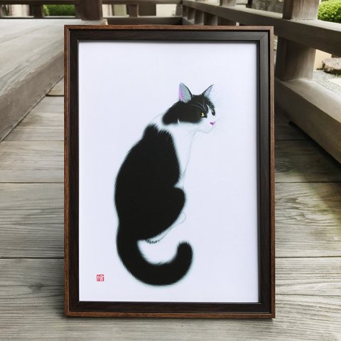 猫のポスター　A4サイズ　「見返り猫」
