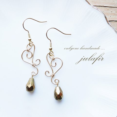 チェコガラスのワイヤーピアス／wire earrings