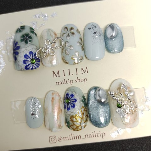 MILIMネイル 和柄ネイル 振袖ネイル 成人式ネイル 卒業式ネイル 袴ネイル 前撮りネイル 和装ネイル ブライダルネイル 正月ネイル EW-OM-60