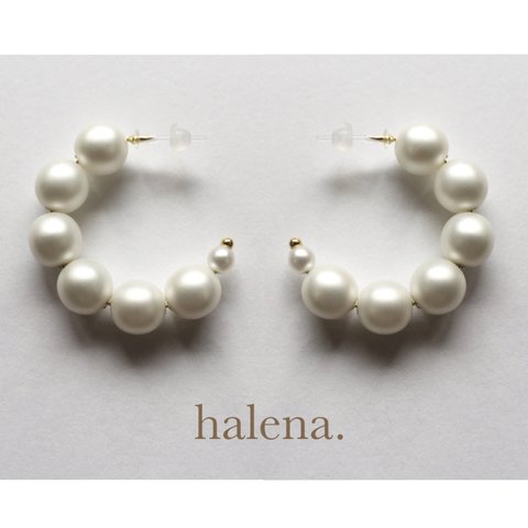 【halena.】 パールフープピアス スモーキー