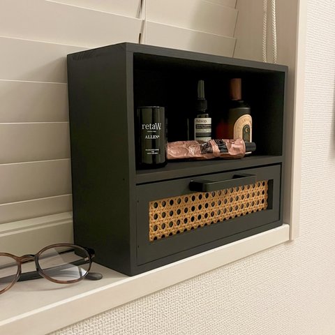 Rattan display mini cabinet/卓上ラタンディスプレイミニキャビネット