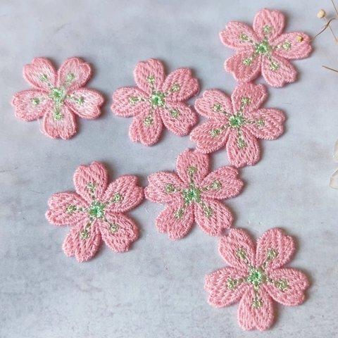 8枚 ピンク 花 カボション フラワー パーツ 刺繍 春夏