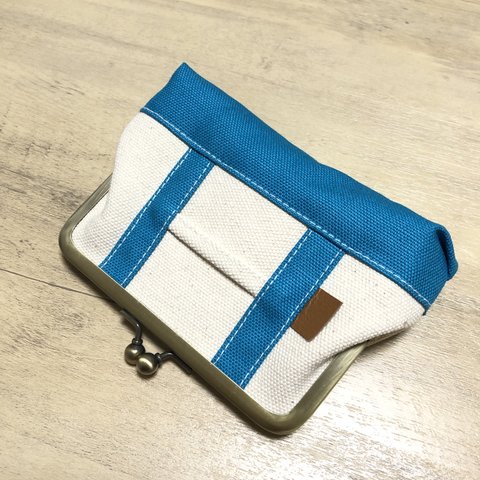 【トートバッグ風】 がま口財布 （ターコイズブルー）