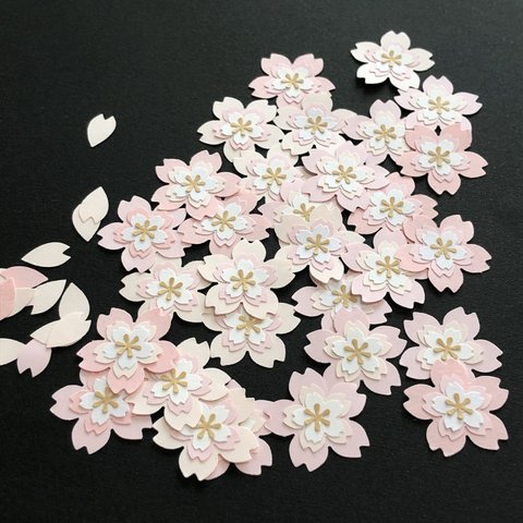 【受注生産】クラフトパンチ・桜と桜の花びら　計60枚　ピンクmix